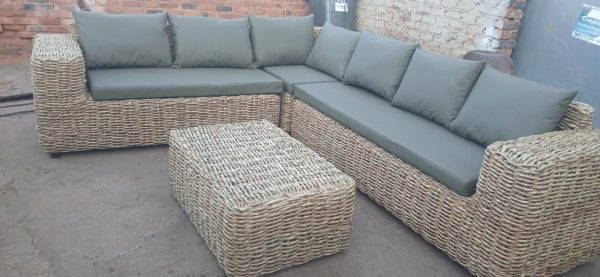 L-shape wicker chair